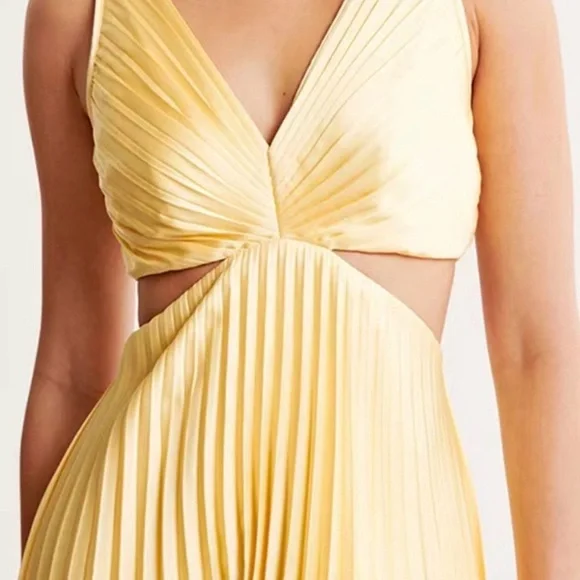 Abercrombie & Fitch Pleated Yellow Dress - Picture 2 of 4